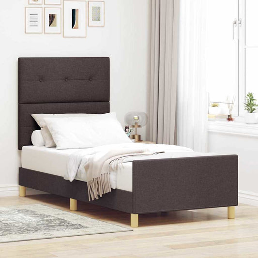 Sengestel Med Hovedgærde Mørkebrun 100 X 200 Cm Stof - Hovedbillede