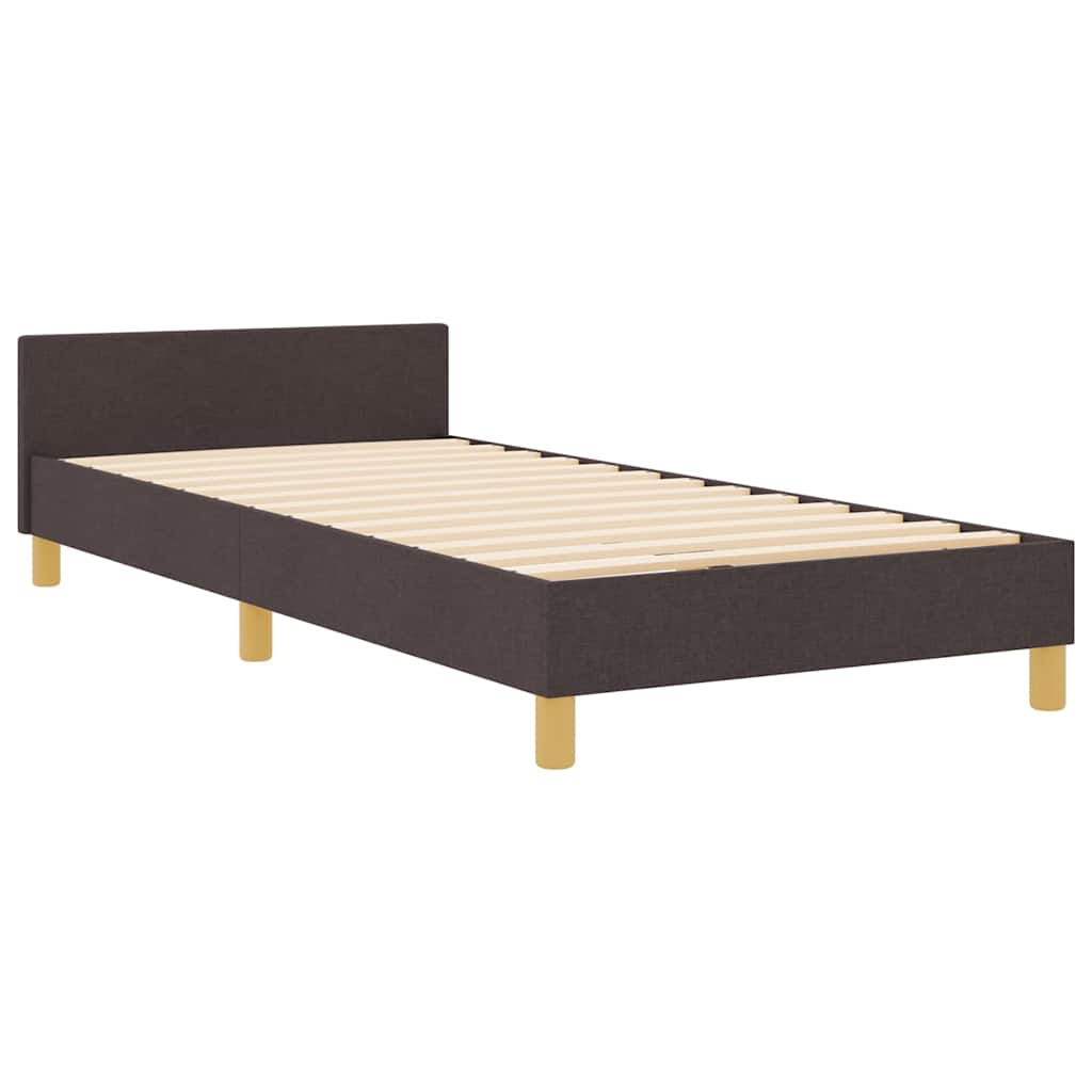 Sengestel Med Hovedgærde Mørkebrun 100 X 200 Cm Stof - Billede 2