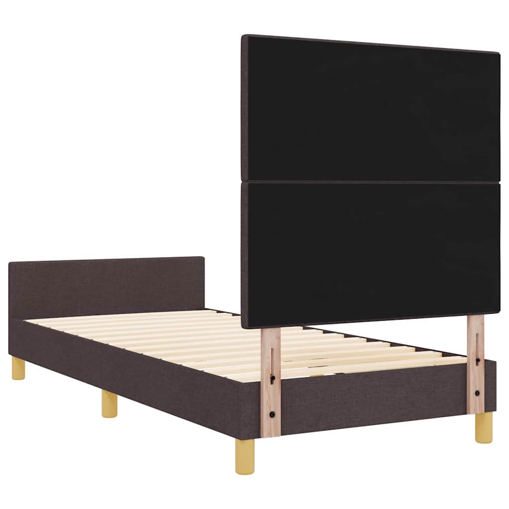 Sengestel Med Hovedgærde Mørkebrun 100 X 200 Cm Stof - Billede 10