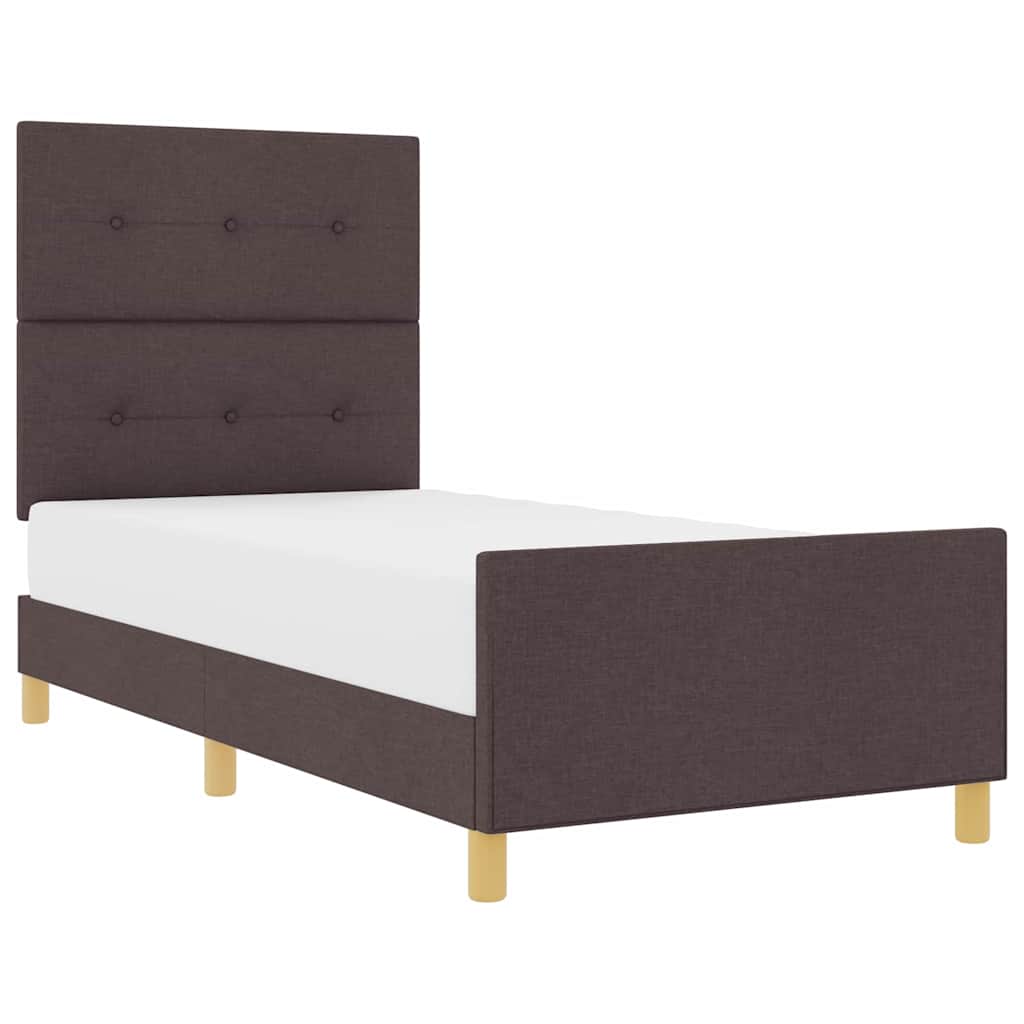 Sengestel Med Hovedgærde Mørkebrun 100 X 200 Cm Stof - Billede 3