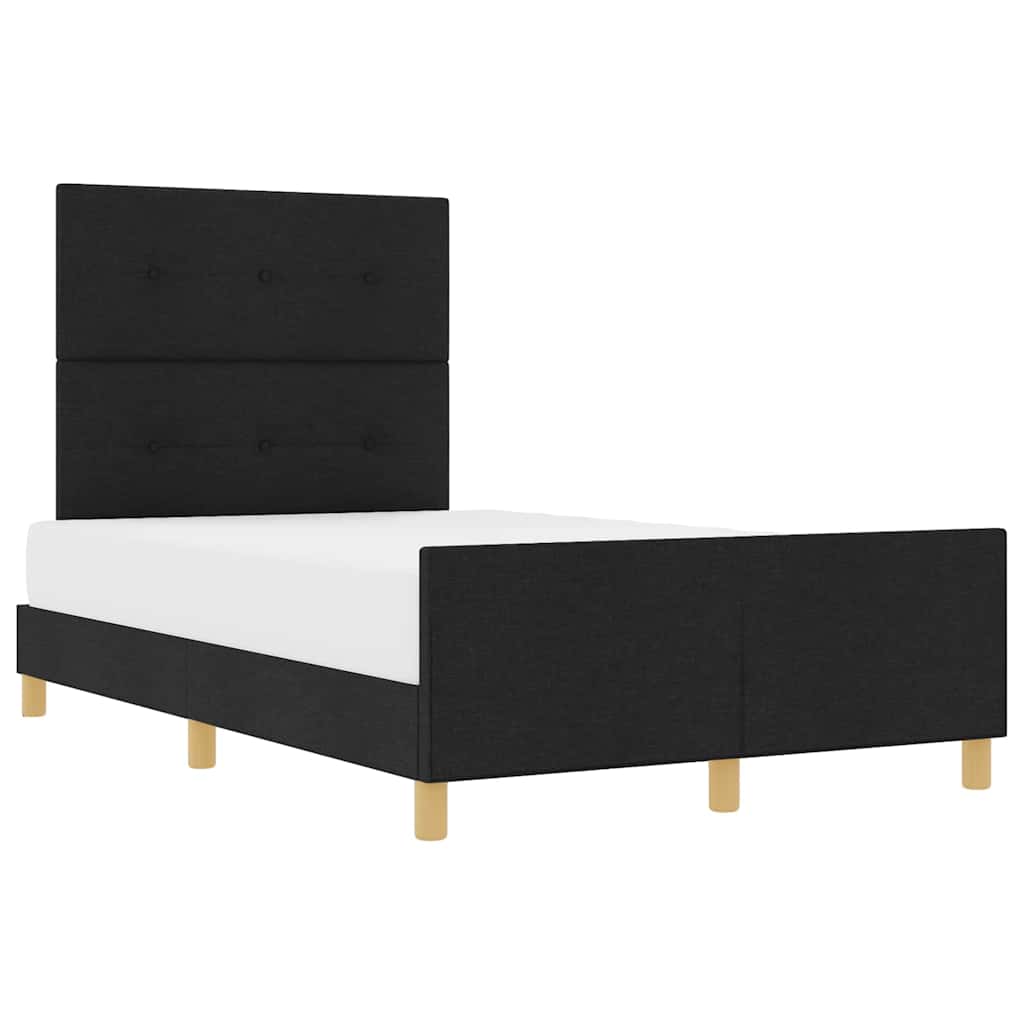 Sengestel Med Hovedgærde Sort 120 X 190 Cm Stof - Billede 3