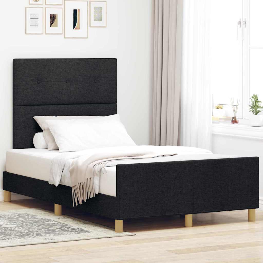 Sengestel Med Hovedgærde Sort 120 X 200 Cm Stof - Hovedbillede