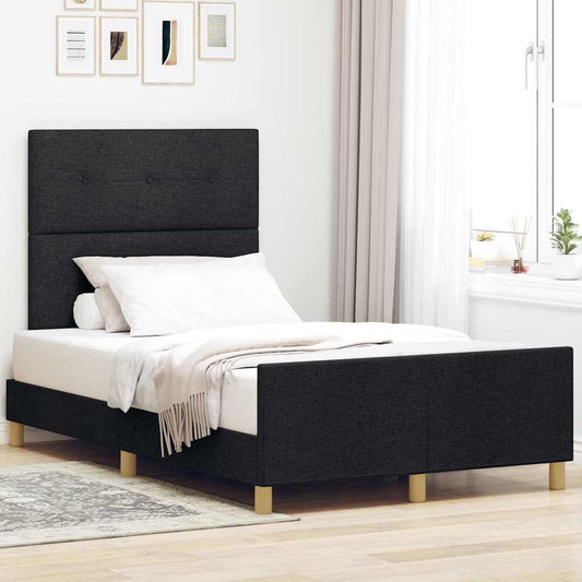 Sengestel Med Hovedgærde Sort 120 X 200 Cm Stof - Hovedbillede
