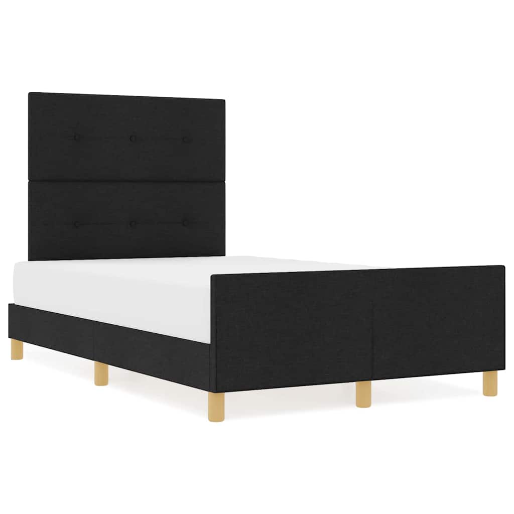 Sengestel Med Hovedgærde Sort 120 X 200 Cm Stof - Billede 4