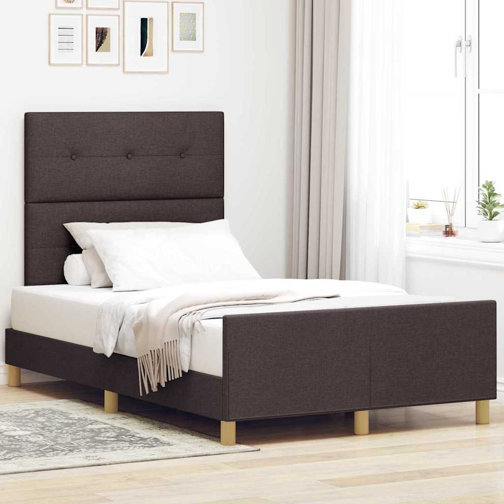 Sengestel Med Hovedgærde Mørkebrun 120 X 200 Cm Stof - Hovedbillede