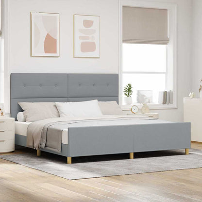 Sengestel Med Hovedgærde Lysegrå 200 X 200 Cm Stof - Hovedbillede