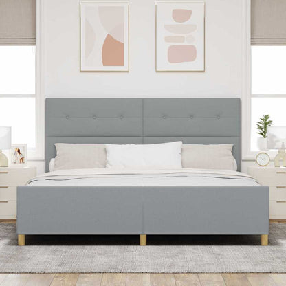 Sengestel Med Hovedgærde Lysegrå 200 X 200 Cm Stof - Billede 5