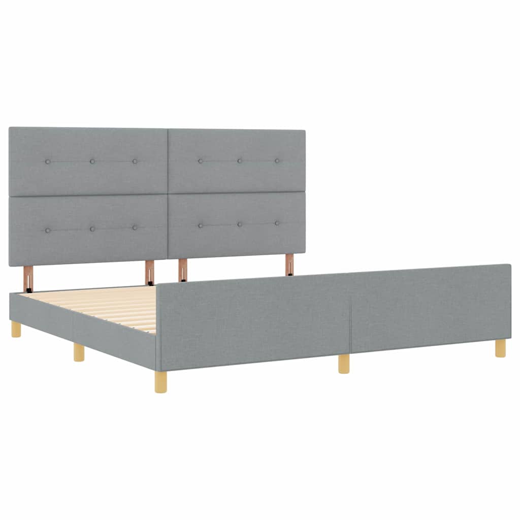 Sengestel Med Hovedgærde Lysegrå 200 X 200 Cm Stof - Billede 6