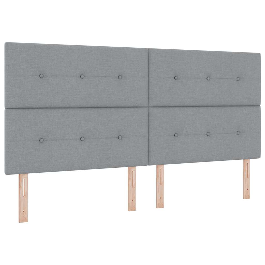 Sengestel Med Hovedgærde Lysegrå 200 X 200 Cm Stof - Billede 7