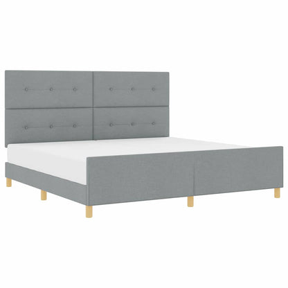 Sengestel Med Hovedgærde Lysegrå 200 X 200 Cm Stof - Billede 3