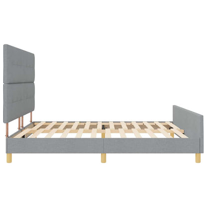 Sengestel Med Hovedgærde Lysegrå 200 X 200 Cm Stof - Billede 9