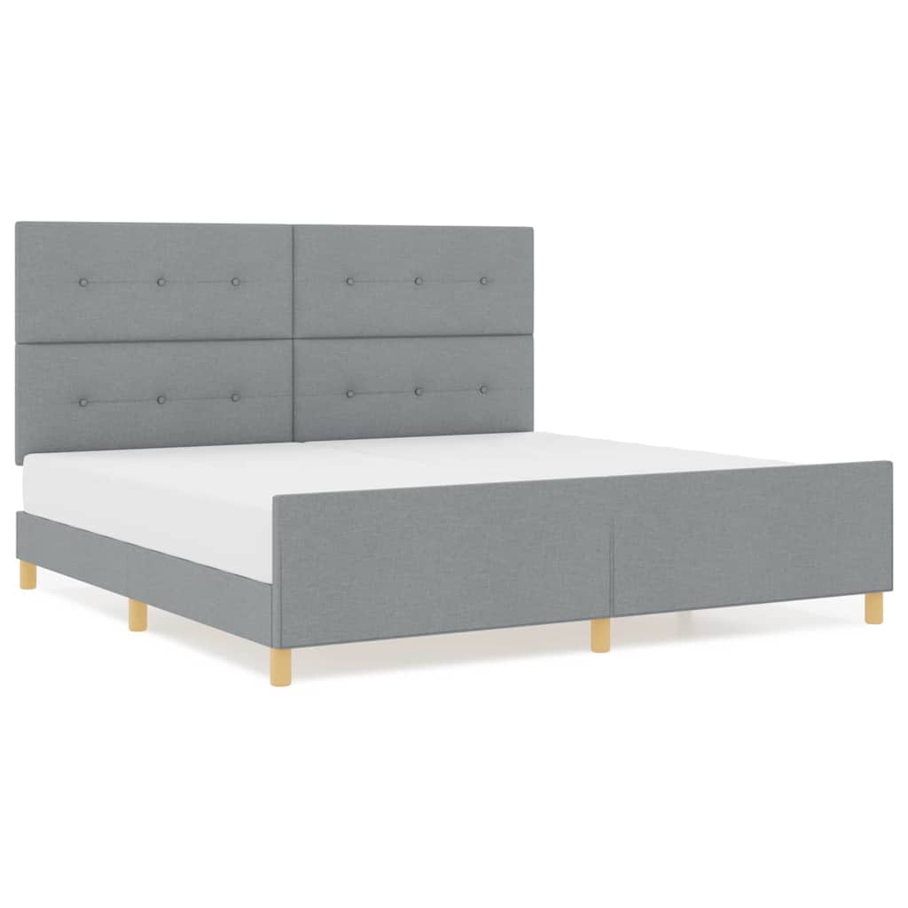 Sengestel Med Hovedgærde Lysegrå 200 X 200 Cm Stof - Billede 4