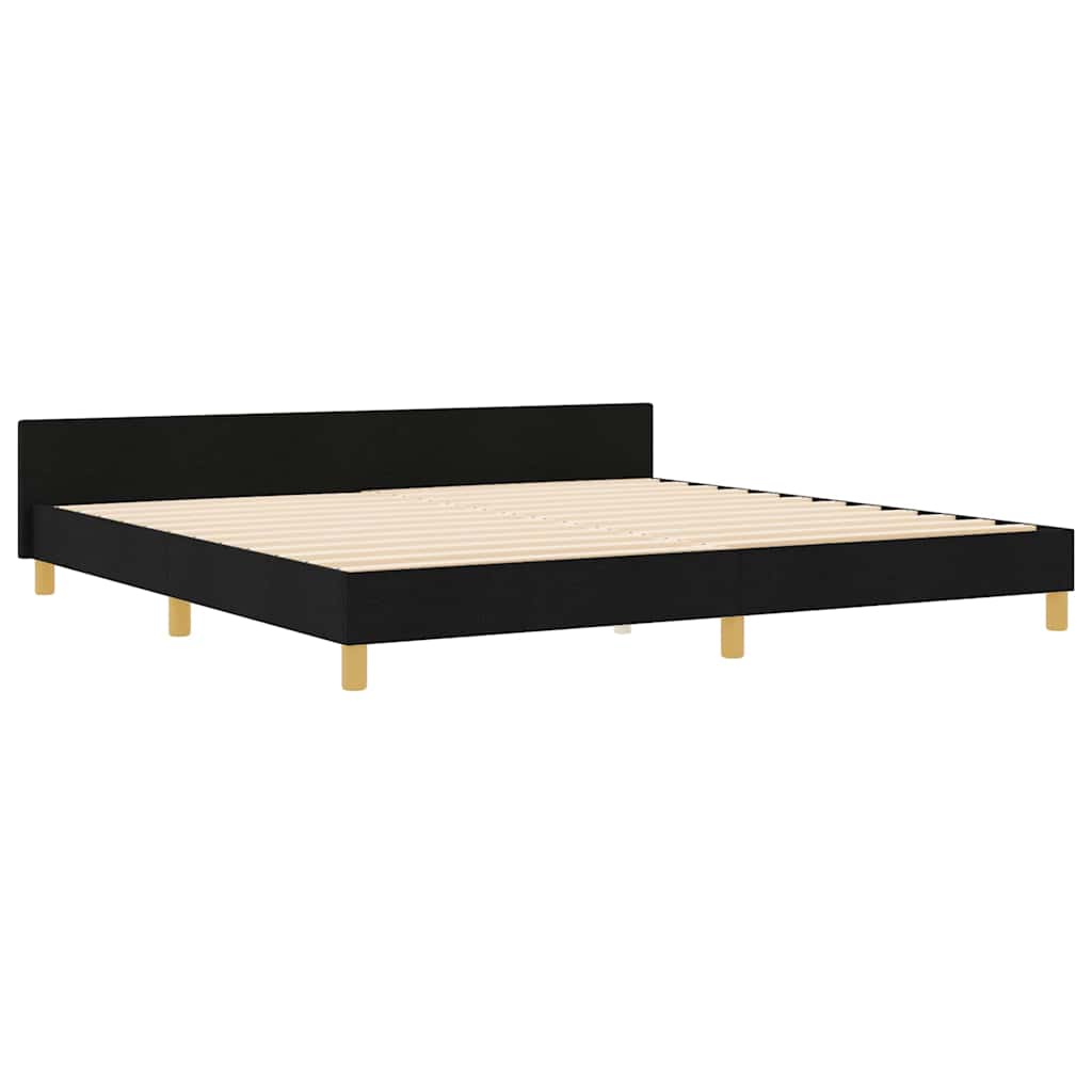 Sengestel Med Hovedgærde Sort 200 X 200 Cm Stof - Billede 6