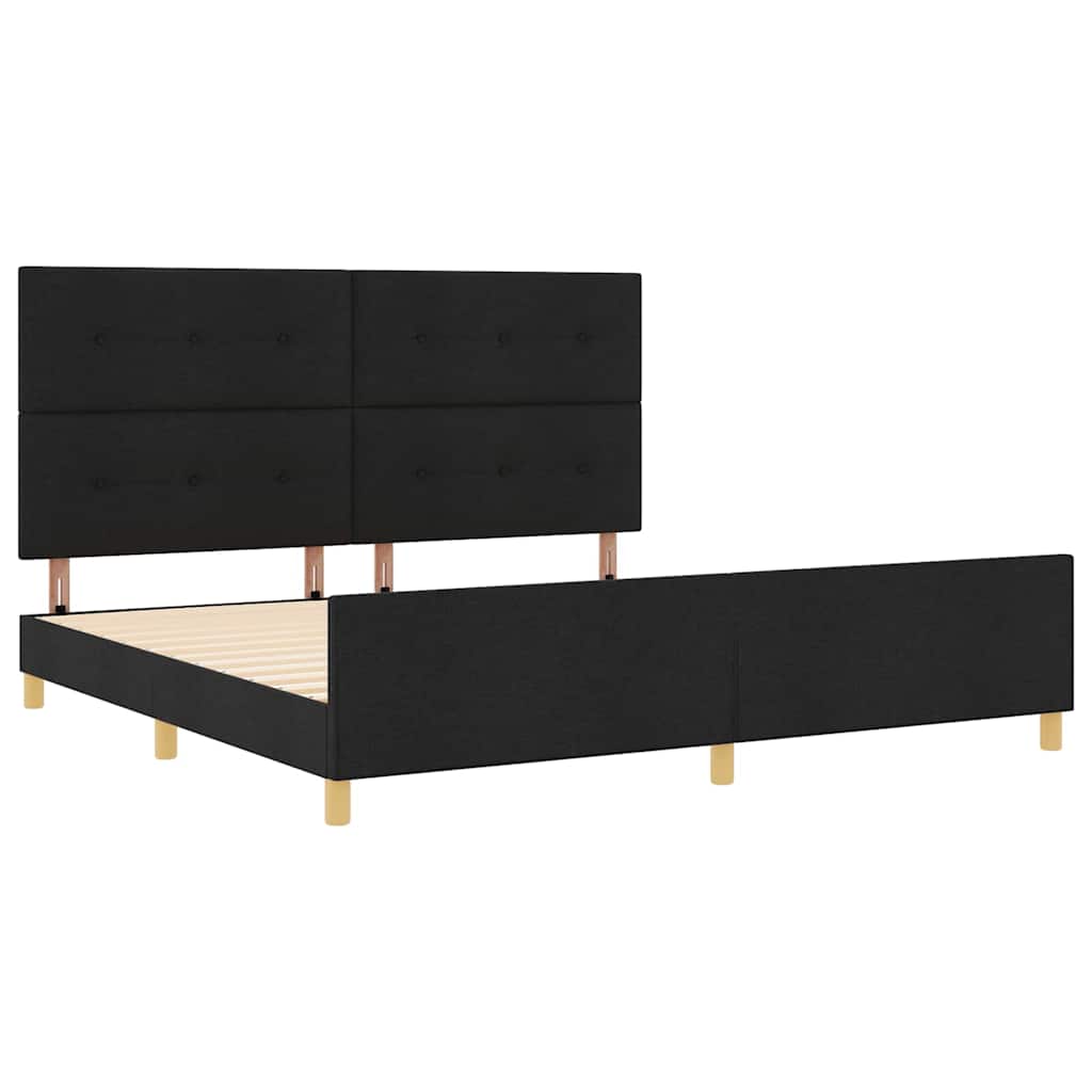 Sengestel Med Hovedgærde Sort 200 X 200 Cm Stof - Billede 2