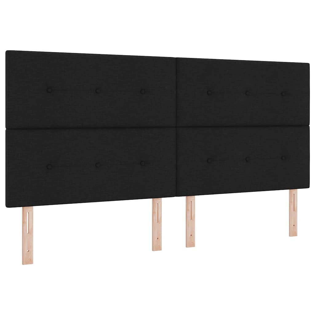 Sengestel Med Hovedgærde Sort 200 X 200 Cm Stof - Billede 7