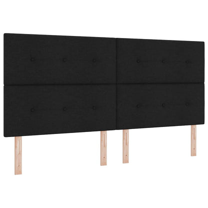 Sengestel Med Hovedgærde Sort 200 X 200 Cm Stof - Billede 7