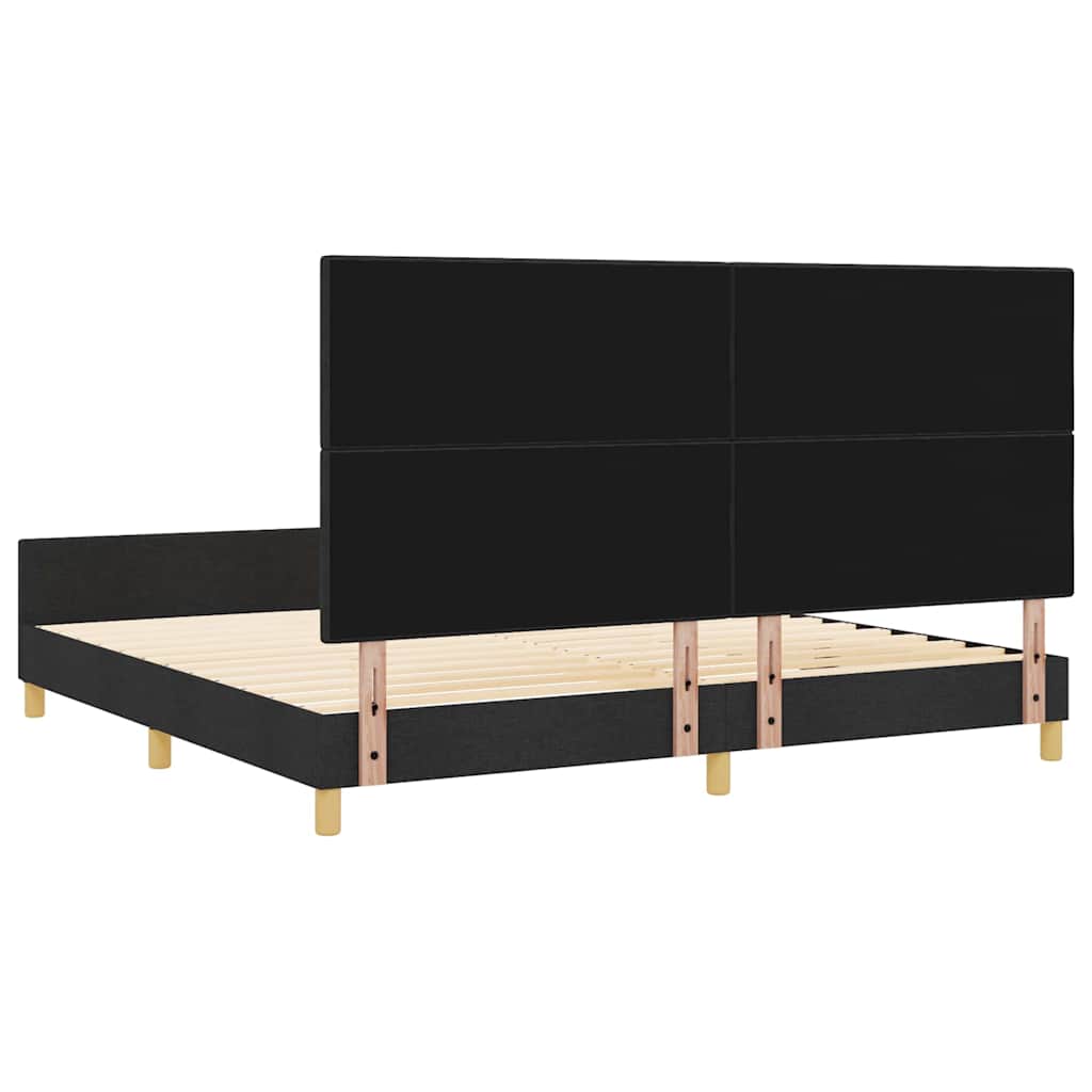 Sengestel Med Hovedgærde Sort 200 X 200 Cm Stof - Billede 10