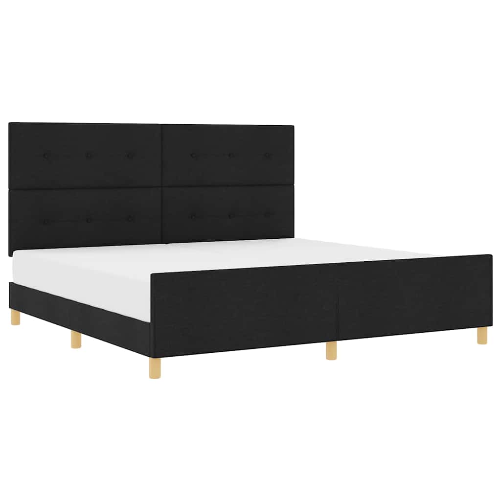 Sengestel Med Hovedgærde Sort 200 X 200 Cm Stof - Billede 3