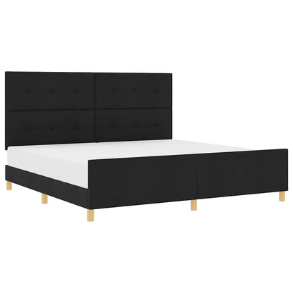 Sengestel Med Hovedgærde Sort 200 X 200 Cm Stof - Billede 3
