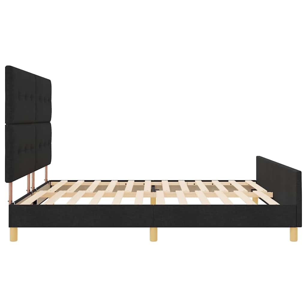 Sengestel Med Hovedgærde Sort 200 X 200 Cm Stof - Billede 9