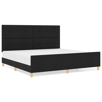 Sengestel Med Hovedgærde Sort 200 X 200 Cm Stof - Billede 4