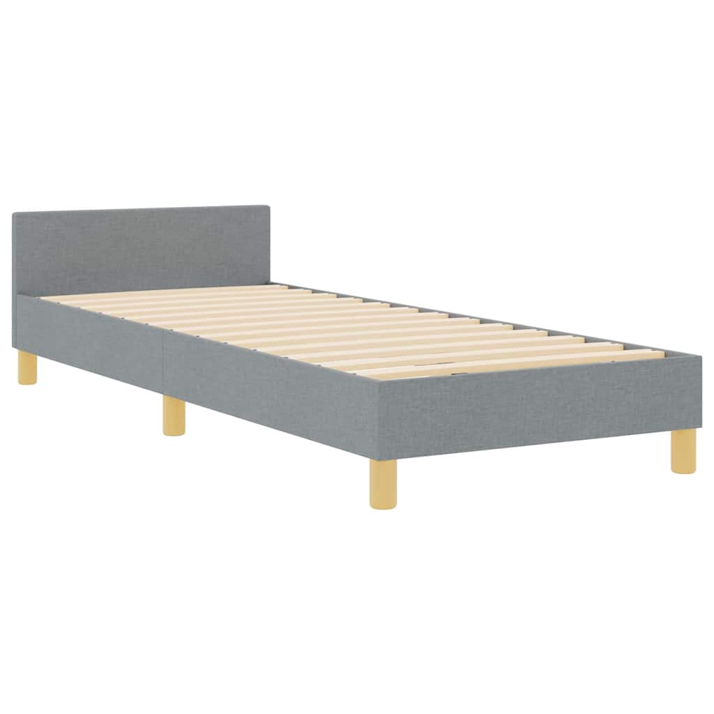 Sengestel Med Hovedgærde Lysegrå 80 X 200 Cm Stof - Billede 2