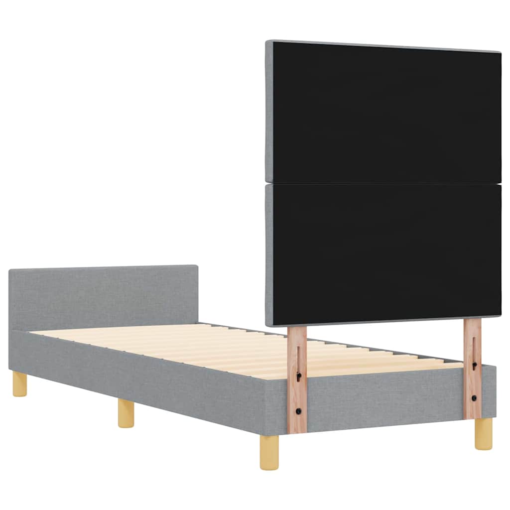 Sengestel Med Hovedgærde Lysegrå 80 X 200 Cm Stof - Billede 10