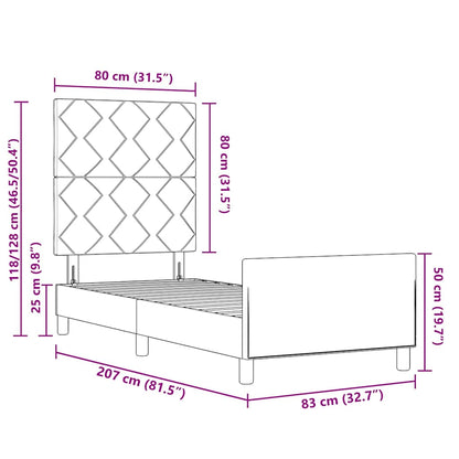 Sengestel Med Hovedgærde Mørkegrå 80 X 200 Cm Stof - Billede 10