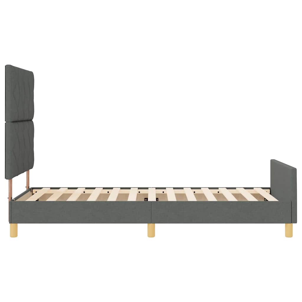 Sengestel Med Hovedgærde Mørkegrå 90 X 190 Cm Stof - Billede 9