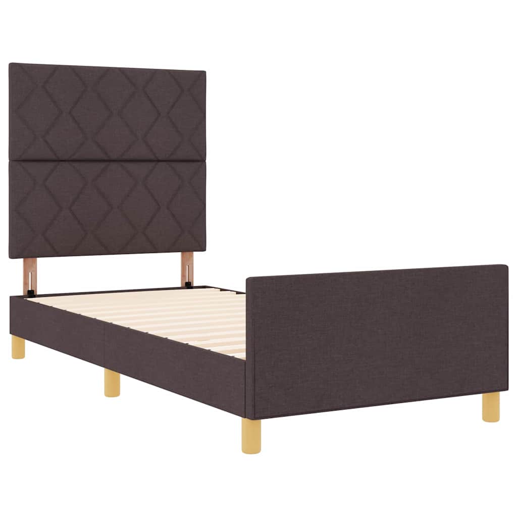 Sengestel Med Hovedgærde Mørkebrun 90 X 190 Cm Stof - Billede 6