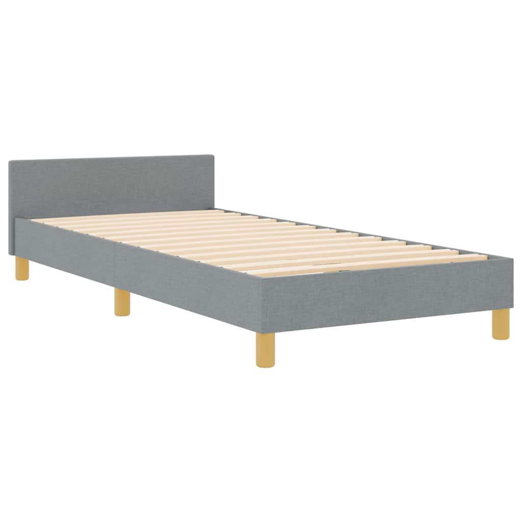 Sengestel Med Hovedgærde Lysegrå 90 X 200 Cm Stof - Billede 2