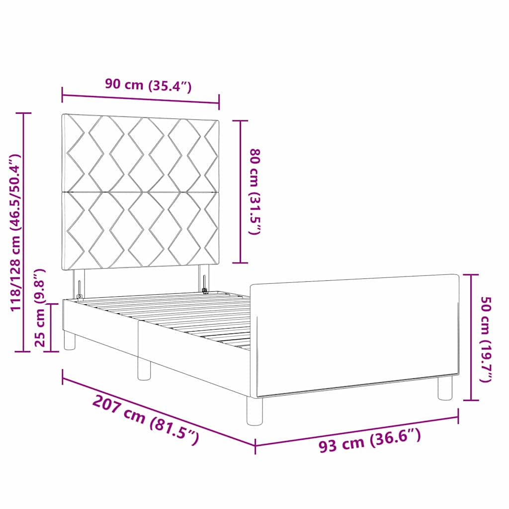Sengestel Med Hovedgærde Blå 90 X 200 Cm Stof - Billede 13