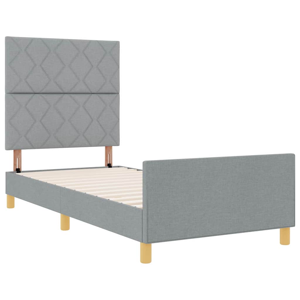 Sengestel Med Hovedgærde Lysegrå 100 X 200 Cm Stof - Billede 7