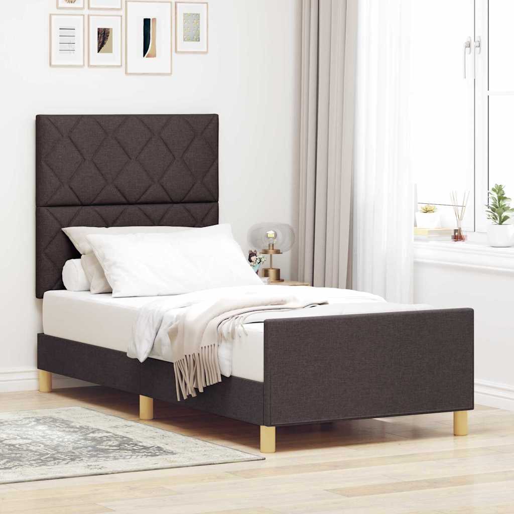 Sengestel Med Hovedgærde Mørkebrun 100 X 200 Cm Stof - Hovedbillede