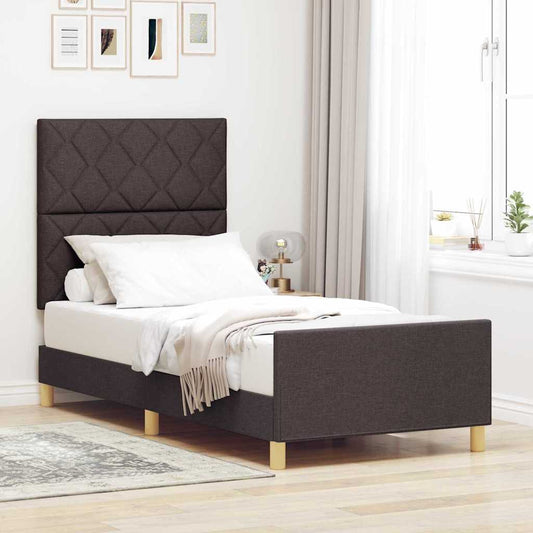Sengestel Med Hovedgærde Mørkebrun 100 X 200 Cm Stof - Hovedbillede