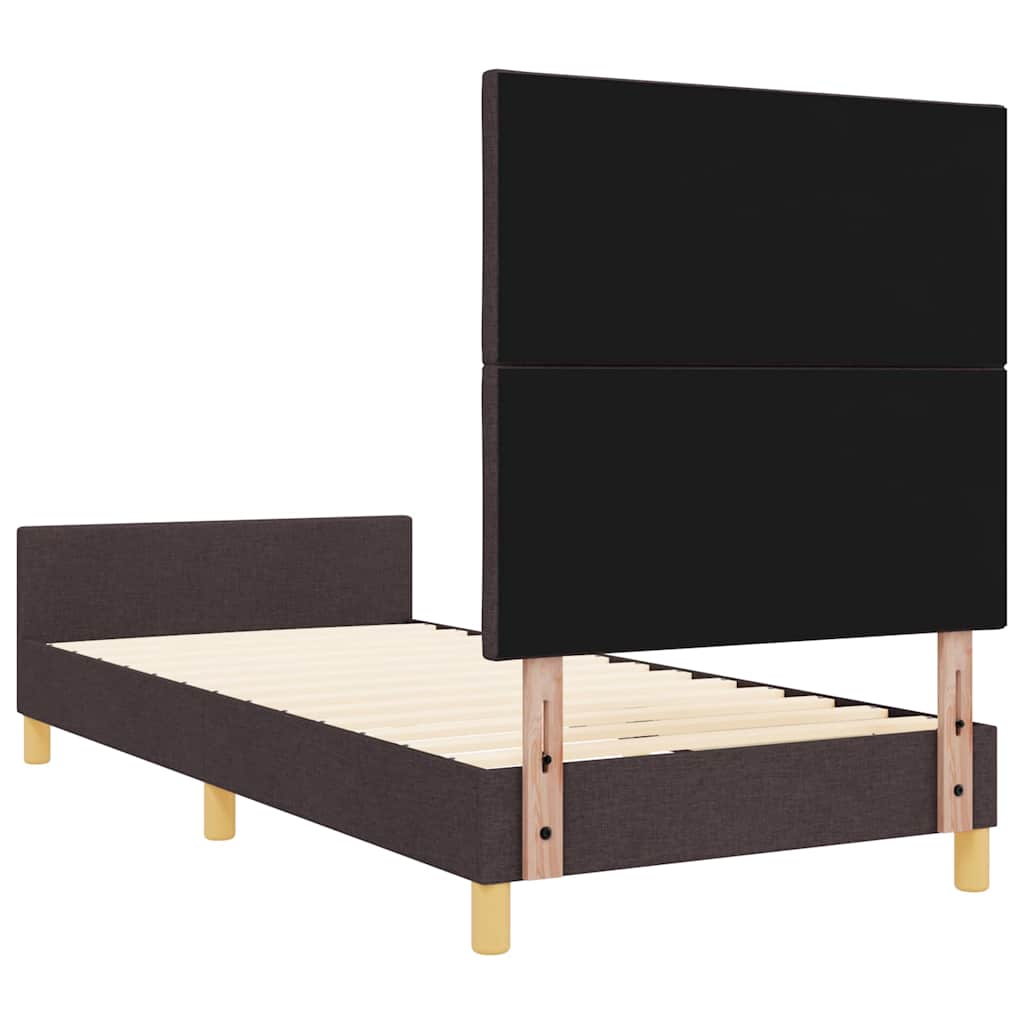 Sengestel Med Hovedgærde Mørkebrun 100 X 200 Cm Stof - Billede 9