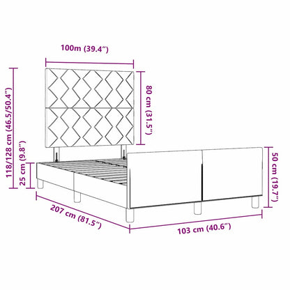 Sengestel Med Hovedgærde Mørkebrun 100 X 200 Cm Stof - Billede 13