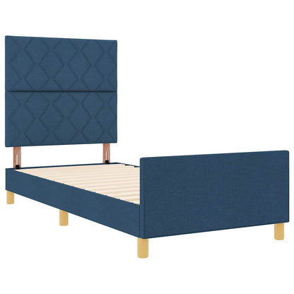Sengestel Med Hovedgærde Blå 100 X 200 Cm Stof - Billede 6