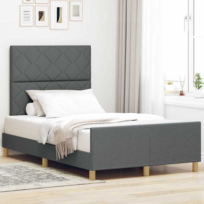 Sengestel Med Hovedgærde Mørkegrå 120 X 190 Cm Stof - Hovedbillede
