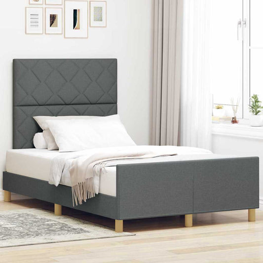 Sengestel Med Hovedgærde Mørkegrå 120 X 190 Cm Stof - Hovedbillede