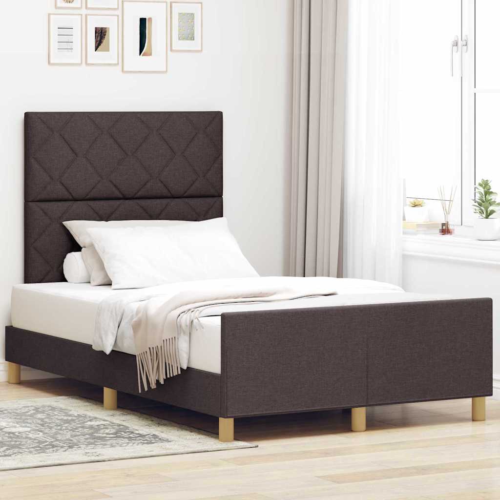 Sengestel Med Hovedgærde Mørkebrun 120 X 200 Cm Stof - Hovedbillede