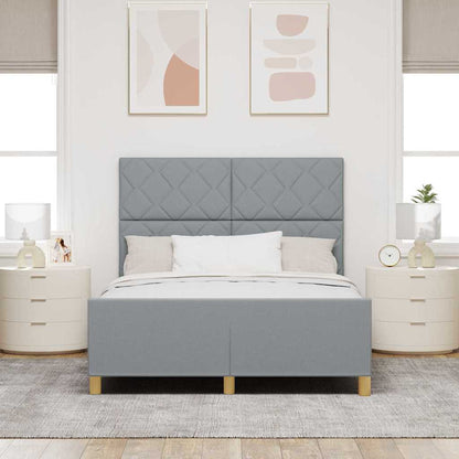 Sengestel Med Hovedgærde Lysegrå 140 X 190 Cm Stof - Billede 5