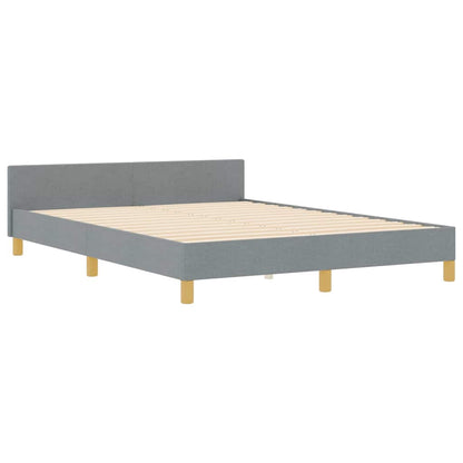 Sengestel Med Hovedgærde Lysegrå 140 X 190 Cm Stof - Billede 2