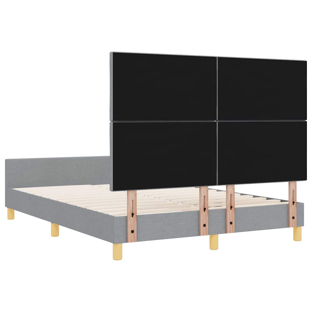 Sengestel Med Hovedgærde Lysegrå 140 X 190 Cm Stof - Billede 10
