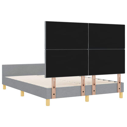 Sengestel Med Hovedgærde Lysegrå 140 X 190 Cm Stof - Billede 10