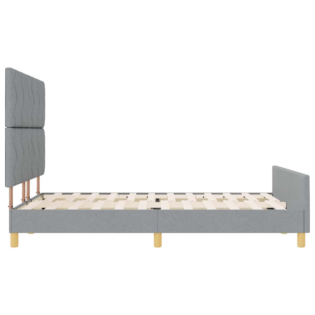 Sengestel Med Hovedgærde Lysegrå 140 X 190 Cm Stof - Billede 9
