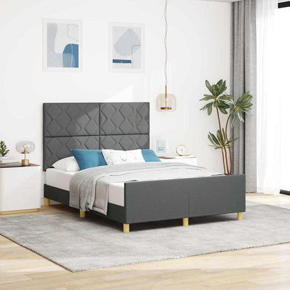 Sengestel Med Hovedgærde Mørkegrå 140 X 190 Cm Stof - Hovedbillede