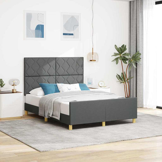 Sengestel Med Hovedgærde Mørkegrå 140 X 190 Cm Stof - Hovedbillede