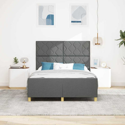 Sengestel Med Hovedgærde Mørkegrå 140 X 190 Cm Stof - Billede 5