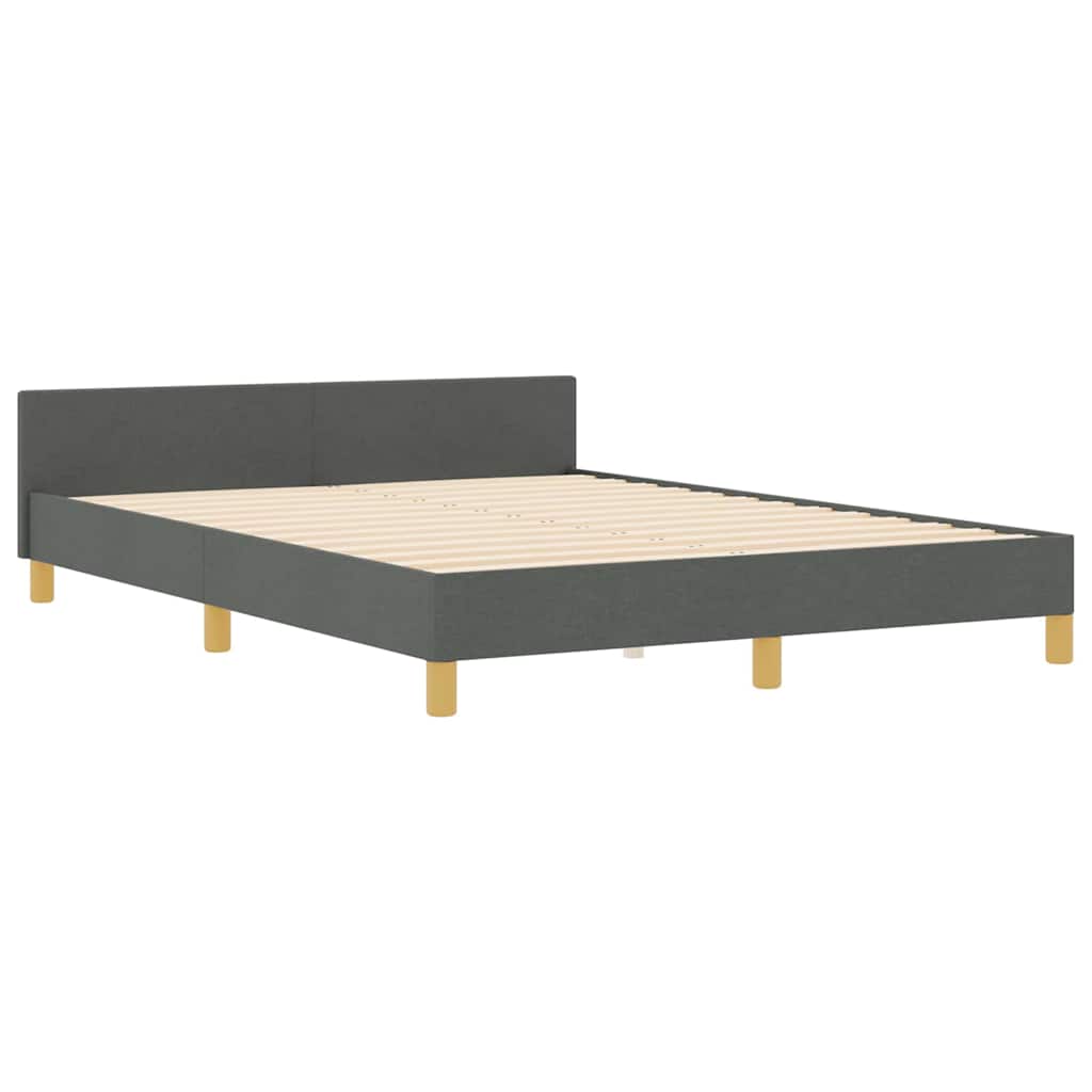 Sengestel Med Hovedgærde Mørkegrå 140 X 190 Cm Stof - Billede 2